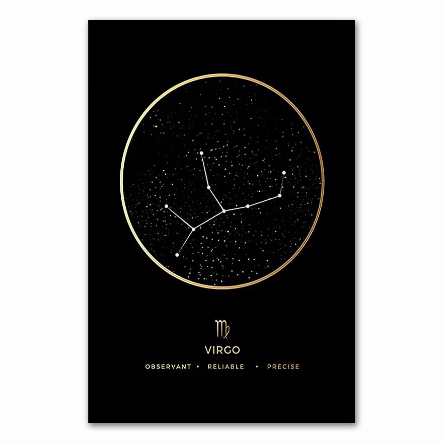 Constellation Fashion Zodiac Astronomy Wall Art Nursery Print Canvas Painting Nordic Kid Decoration Picture Home Decor