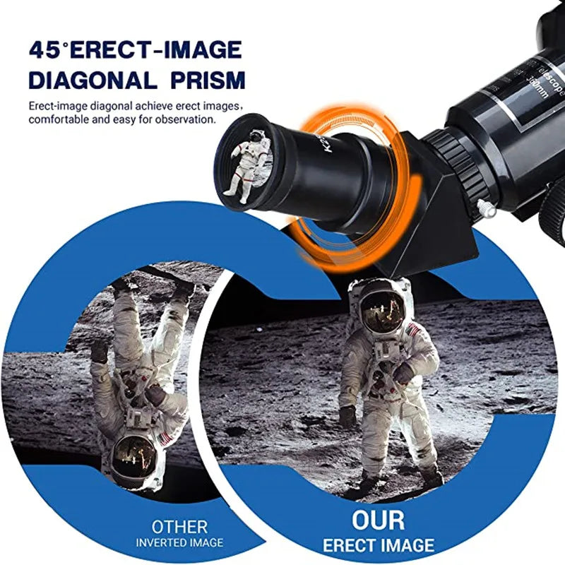 70Mm Aperture Refractor Telescopes (15X-180X) for Astronomy Beginners, Portable Travel Telescope with Phone Adapter