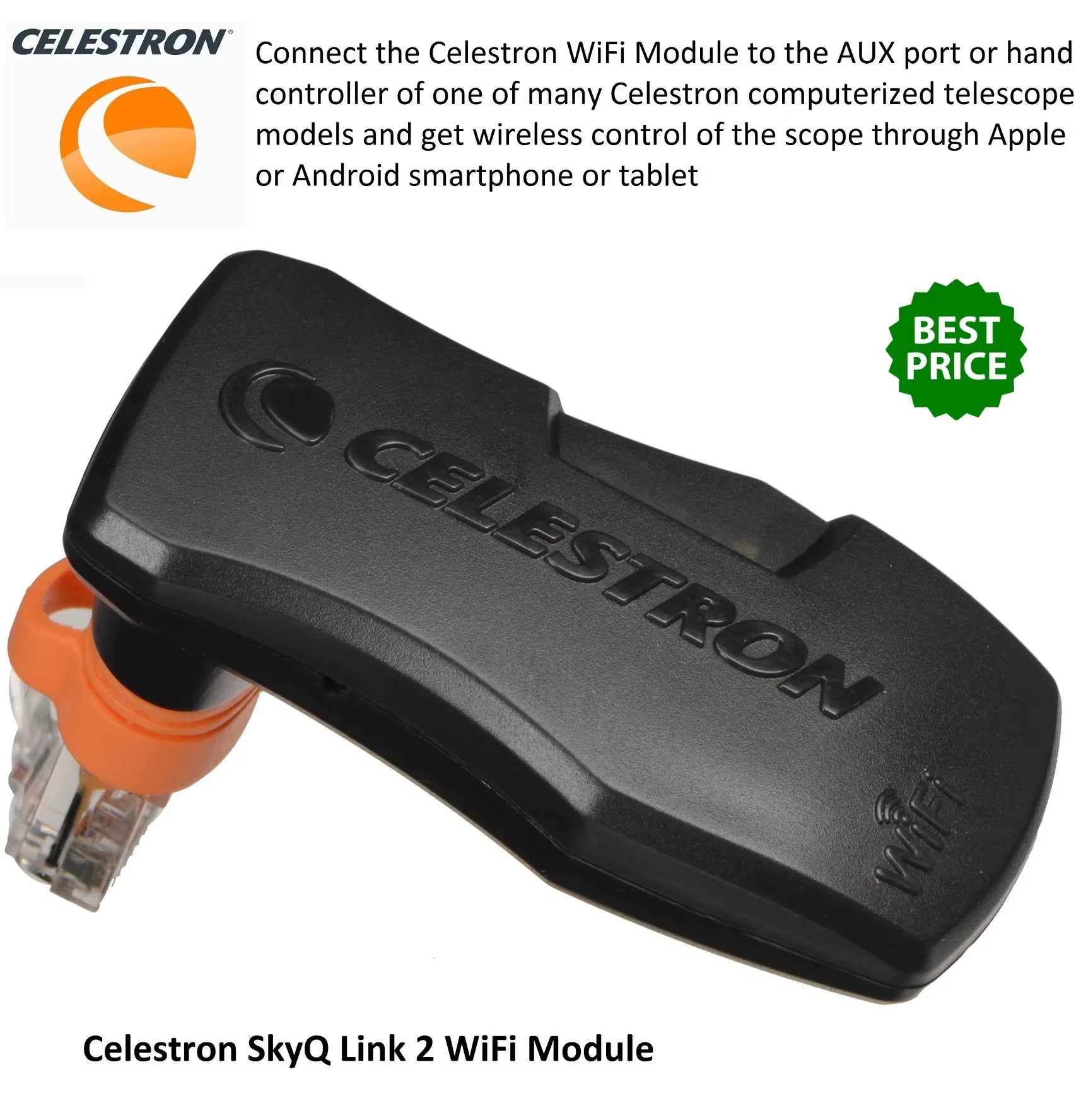 Celestron Wifi Goto Skyq-Wi-Fi-Module Bedien Uw Geautomatiseerde Telescoop via Smartphone, Wi-Fi-Accessoire