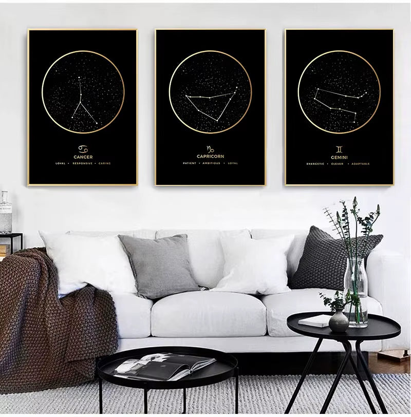 Constellation Fashion Zodiac Astronomy Wall Art Nursery Print Canvas Painting Nordic Kid Decoration Picture Home Decor