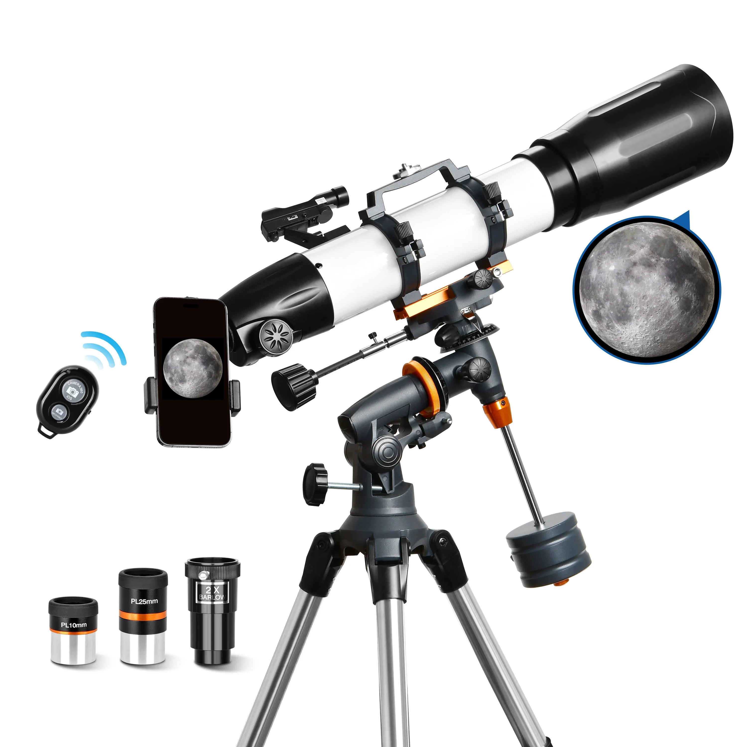 Elescope 650X90Mm Astronomical Refractor Telescope for Adults & Beginners with Tripod, Phone Adapter, Wireless Control