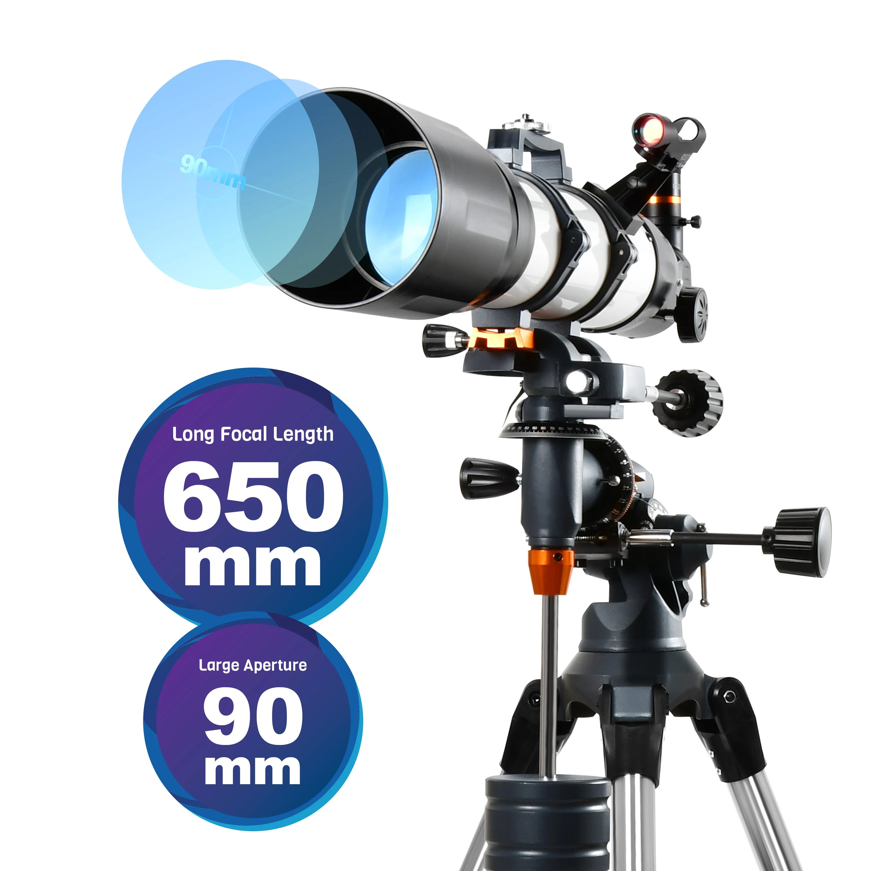 Elescope 650X90Mm Astronomical Refractor Telescope for Adults & Beginners with Tripod, Phone Adapter, Wireless Control